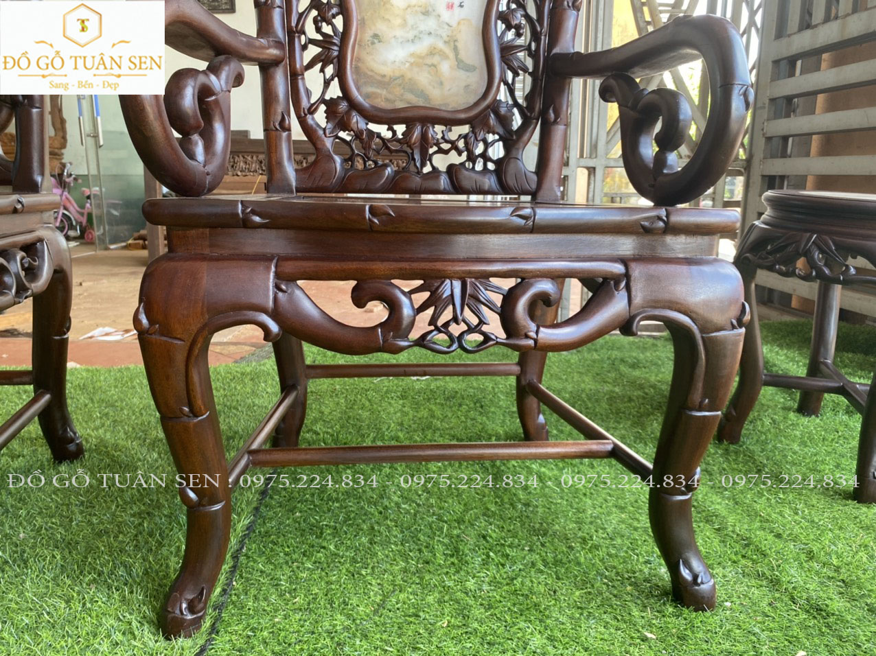 hình ảnh chi tiết về bộ trúc kép 7 món gỗ gụ 